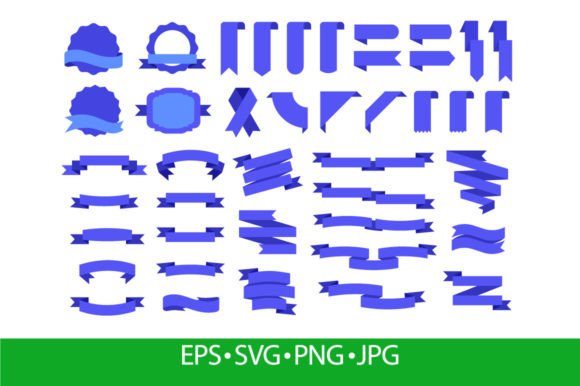 Blue Flag Labels and Badges, Tags Ribbon