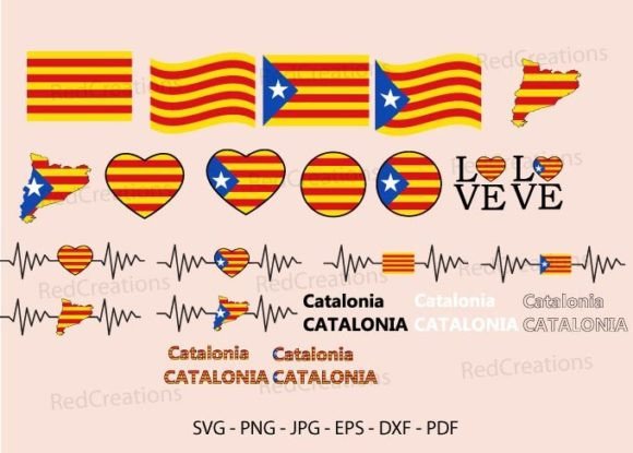 Catalonia Flag Bundle Graphics for Crafts