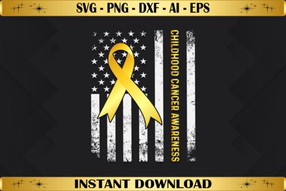 Childhood Cancer Awareness American Flag Graphics and Crafts
