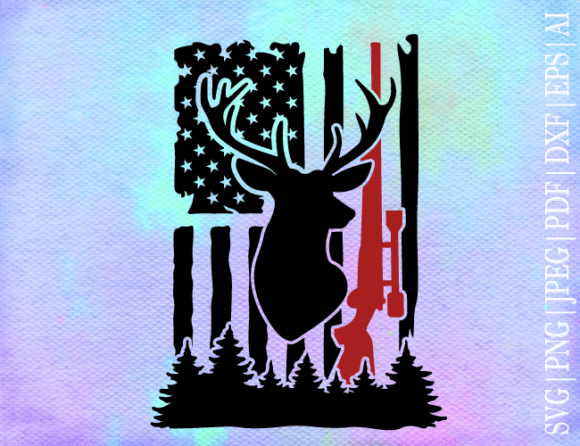 Deer Hunting Flag SVG: Graphics for Crafts & Content