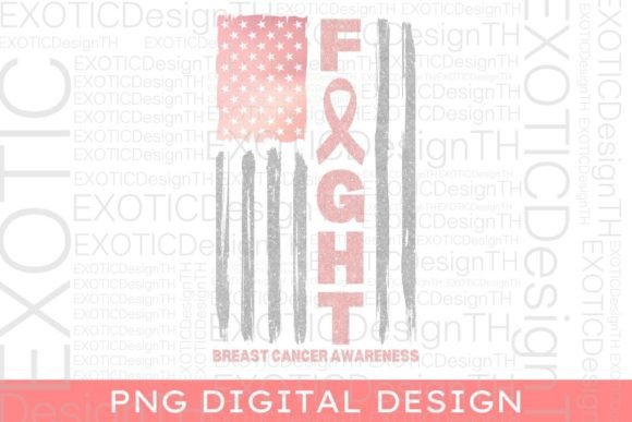 Fight USA FLAG Breast Cancer Awareness Graphics