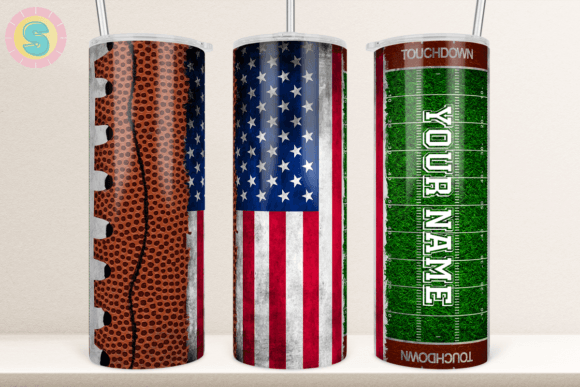 Football Untied States Flag Tumbler Wrap Graphics