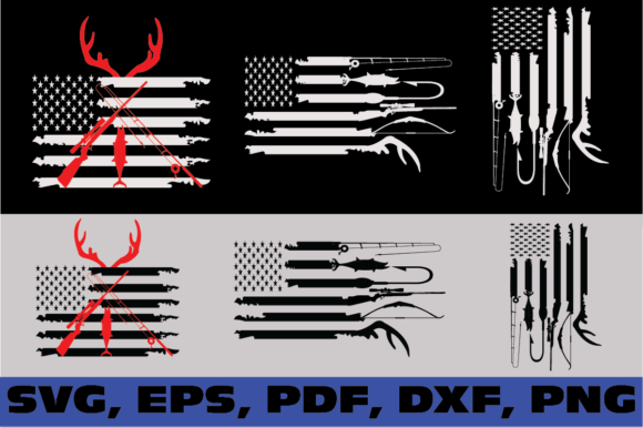 Hunting and Fishing American Flag