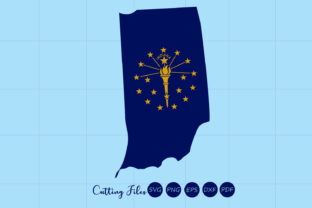 Indiana State with Flag Background Graphics