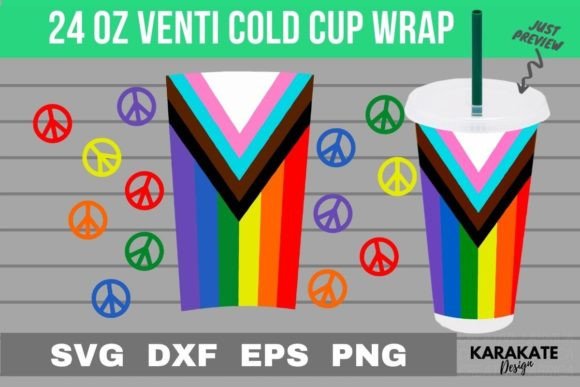 LGBTQ Peace Flag, 24 Oz Venti Cup Wrap Graphics and Crafts