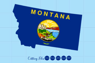 Montana State with Flag Background Graphics