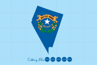 Nevada State with Flag Background Graphics