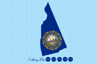 New Hampshire State with Flag Background Graphics