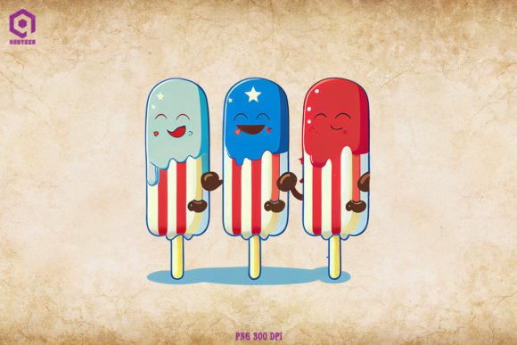 Popsicle Red White Blue American Flag Graphics & Crafts