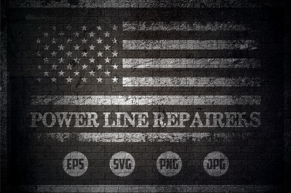 Power Line Repairers - USA Flag Graphics and Crafts