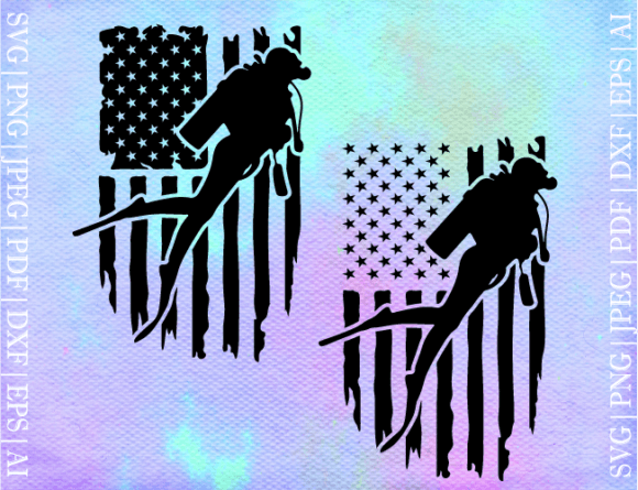 Scuba Diver US Flag SVG for Graphics and Crafts