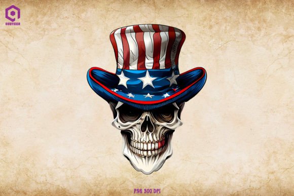 Skull 4th of July Uncle Sam US Flag Graphics and Crafts
