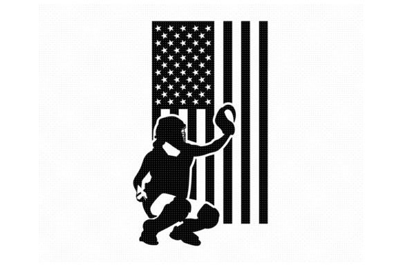 Softball Catcher with American Flag SVG