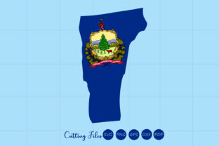 Vermont State with Flag Background Graphics