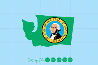 Washington State with Flag Background Graphics