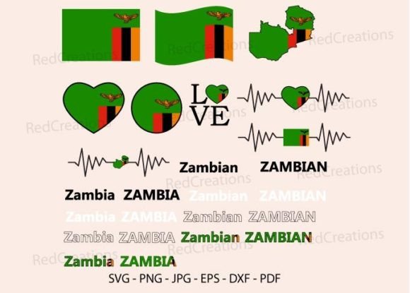 Zambia Flag Bundle Svg, Graphics and Crafts
